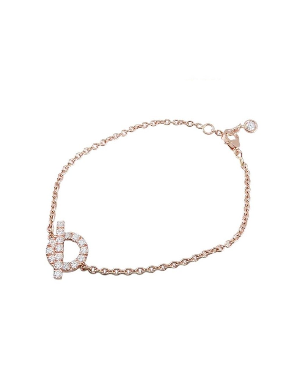 Hermes Finesse Bracelet Pink Gold 18K Diamond ST 16.5